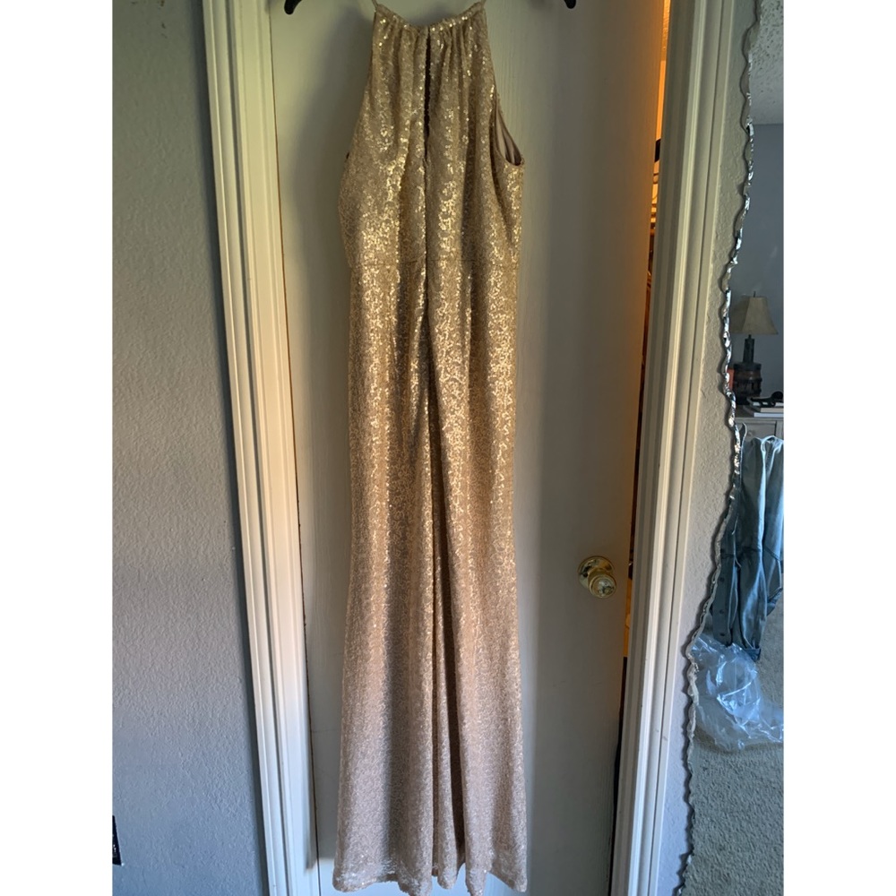 Bill levkoff sequin formal rose gold dress 1258